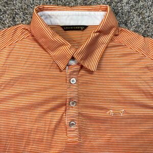 Louis Castel Men's Size 95 (Medium) Orange Striped Golf Polo Shirt Performance